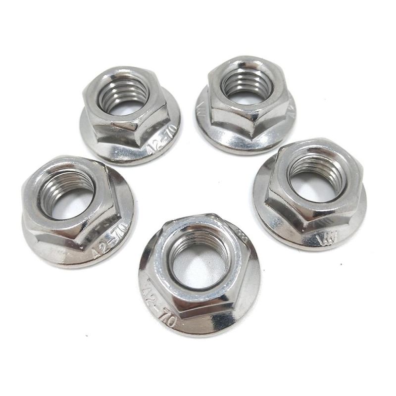M3 M4 M5 M6 M8 M10 M12 High Quality Stainless Steel Hexagon Hex Head Serrated Spinlock Flange Nut Locknut Lock Nut Fasteners