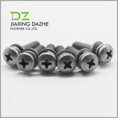Stainless Steel Screw Pan Head Machine Screw with Flat Washer and Spring Washer
