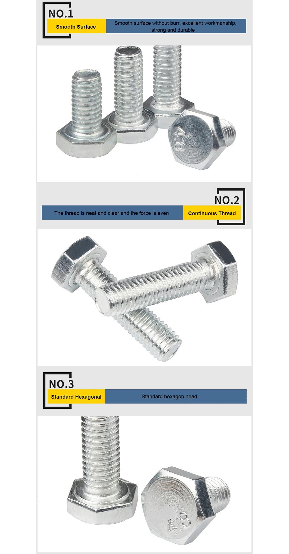 DIN933 DIN931 Hex Bolt Full Thread Bolt with Nut Zinc Plated Hex Head Bolt/U Bolt/Anchor Bolt/Screw Made in China