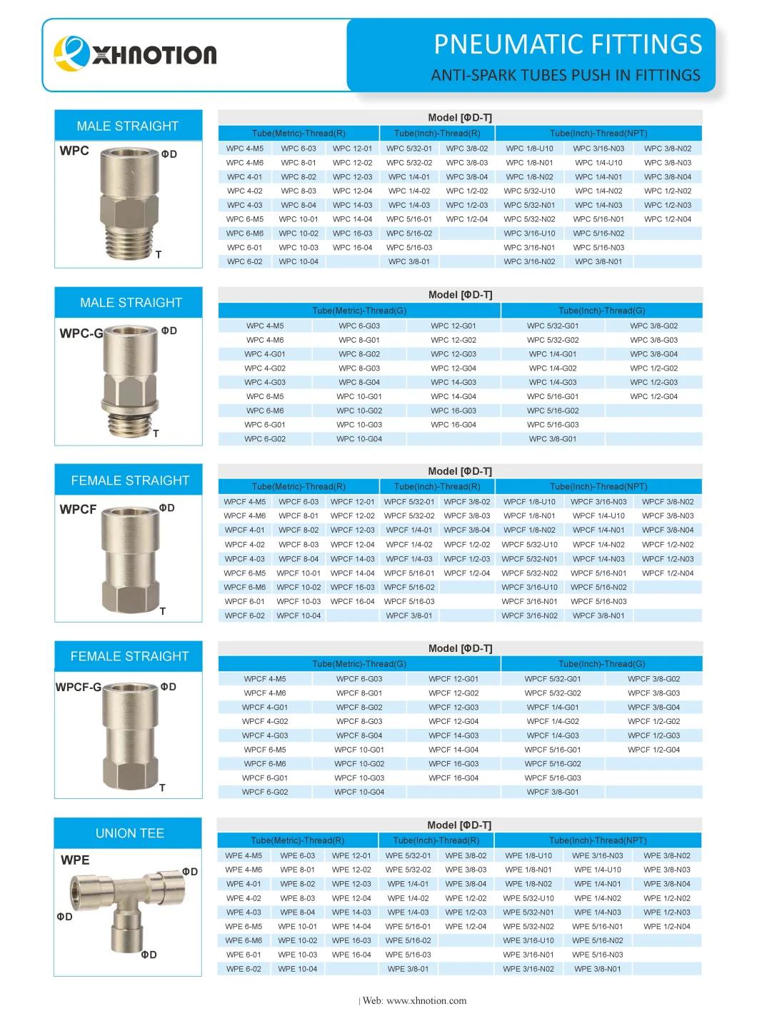 Anti-Spark Push in Fittings Flame Resistance Automotive Union Bulkhead