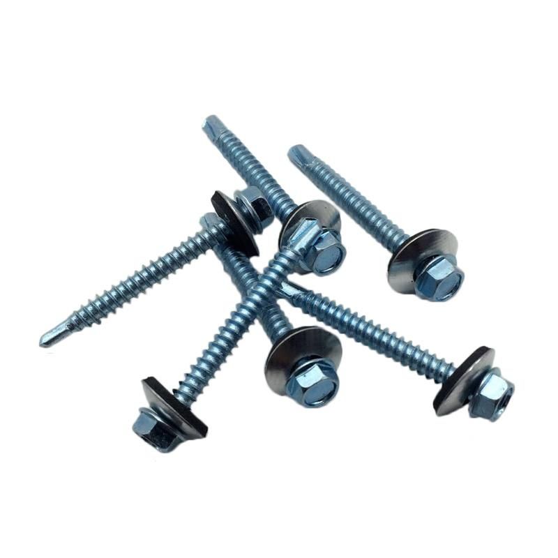 Hex. Washer Head Self Drilling Screw with Bonded Washer Drill Zinc Plated #12-14X3" Type Ab