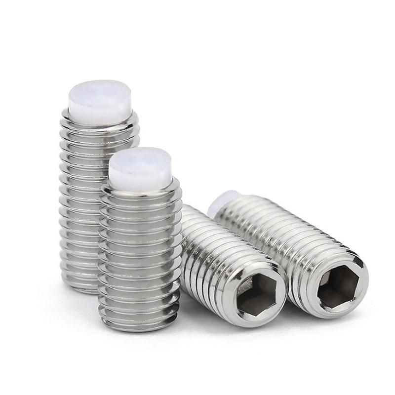 Stainless Steel All Size Flat Silver Plated Set Ss Nylon Tip Grub Screw