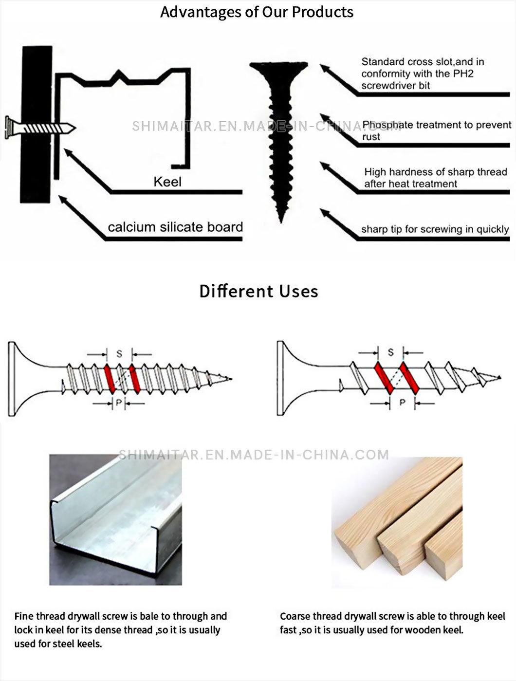 Factory Price Black Phosphated Self Tapping Screw Fine Coarse Thread