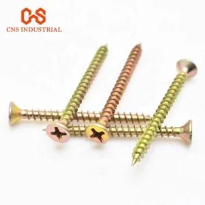 Yellow / White Zinc Countersunk Head DIN7505 Harden Furniture Chipboard Screw