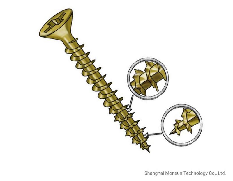 Double Countersunk Head Clear Zinc Plated Saw Thread/Threaded with Serrations Chipboard Screw