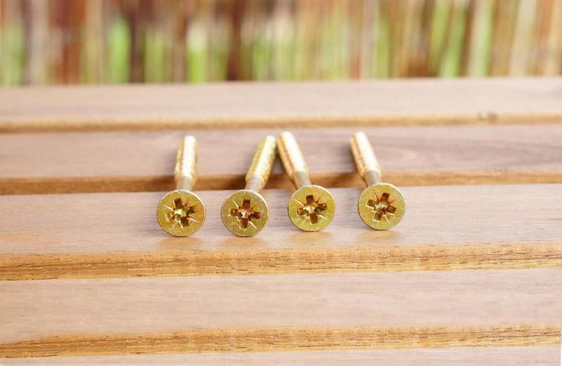 Yellow Zinc Plated Galvanized Pz Double Countersunk Head Csk with Nibs Multifunctional Screw/Chipabord Screws