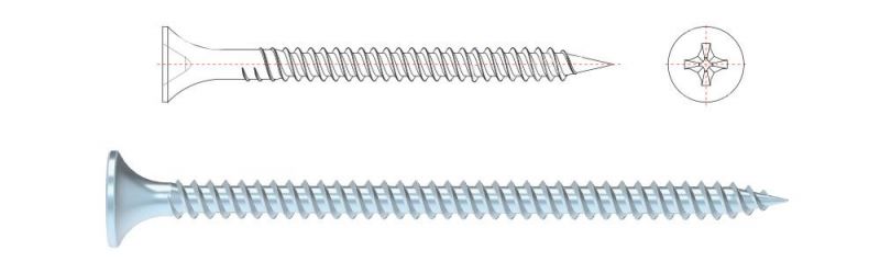 White Blue Zinc Coating Fine Thread Screws pH2 Recess Bugle Head Drywall Screw for Plasterboard