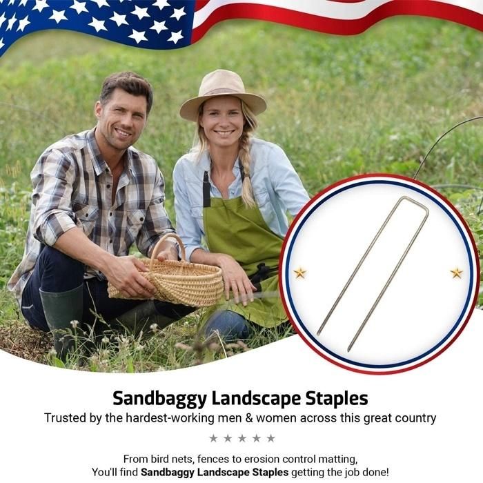 Heavy-Duty U-Shaped Garden Pegs Securing Stakes 8 Inch Spikes Pins Staples for Anchoring Landscape Fabric Tents SOD Lawn