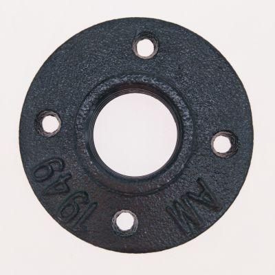 Malleable Iron Fittings of Threaded Black Floor Flange for DIY Pipe Clothing Rack