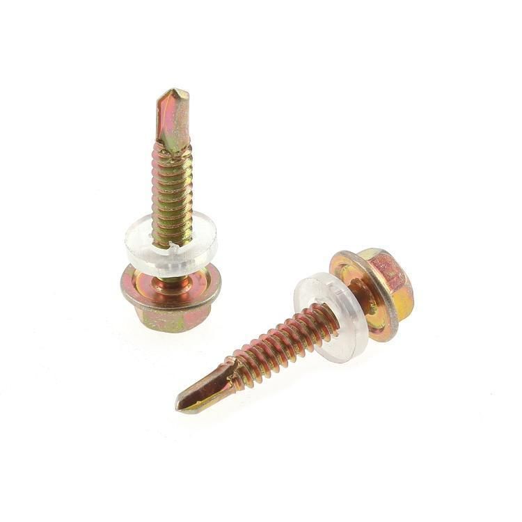 Yellow Zinc Plated Hex Flange Head Self Drilling Screws