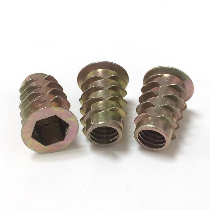 Flat Head Furniture Nut M4 M8 M10 Wood Threaded Inserts