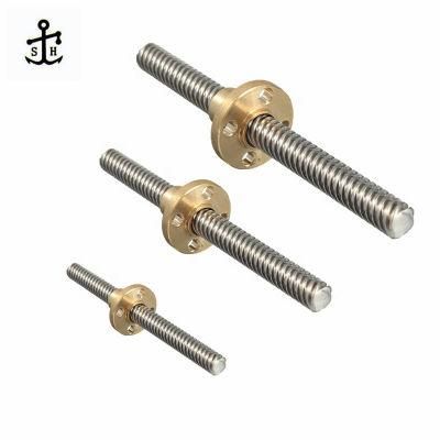 T5 T6 T8 T10 T12 Stainless Steel Trapezoidal Screw Lead Screw with Brass Nut Made in China