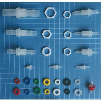Plastic 7 Colors Bulkhead Union Thread Hose Barb Panel Mount Pipe Fittings for 1/16&quot; to 1/2&quot;ID Tubing