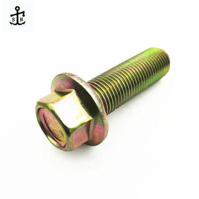 High Precision Carbon Steel Yellow Zinc Plated Fasteners DIN 6921 M12 Hexagon Flange Bolts Made in China