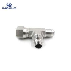 Male Jic 37 Degree Flare X Female Jic 37 Degree Swivel Run Tee Stainless Steel Hydraulic Pipe Fitting