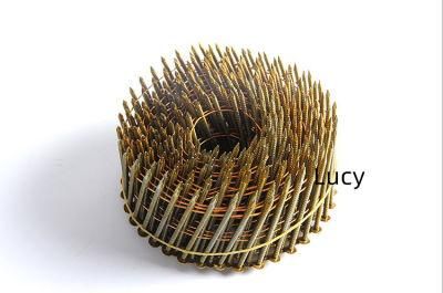 9000PCS/CTN Screw and Ring Shank Yellow Pallet Nails Collated Coil Nails for Pallet Pneumatic Nail Gun Use
