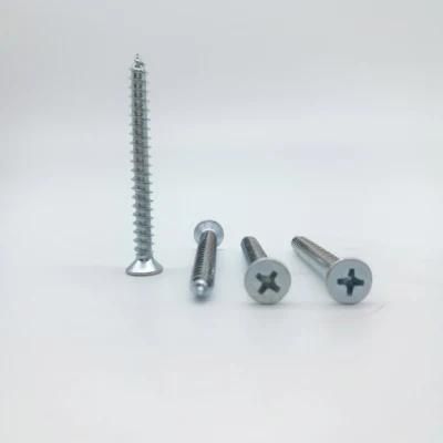 Blue White Zinc Cross Recessed Flat Head Tapping Screws