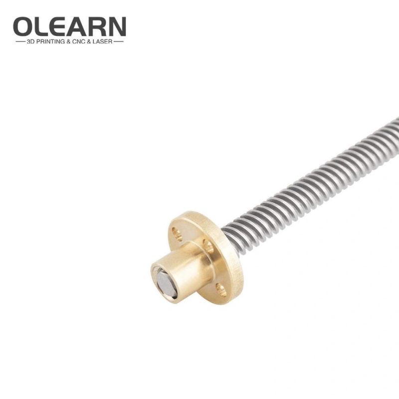 Olearn T8 Od 8mm Pitch 2mm Lead 14mm Stainless Steel Lead Screw Rod with Copper Nut for 3D Printer Z Axis