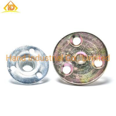 Steel Zinc Plated Customized Metric Size Three Holes Round Base Weld T Nuts