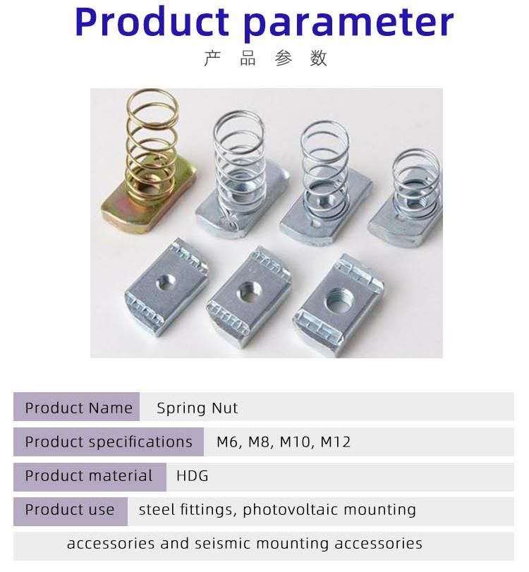 Stainless Steel M6 Long Slotted Channel Spring Nut