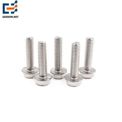 DIN Standard Cross Slotted Hex Flange Bolt (M6X16) Stainless Steel 201 304 Hex Flange Bolt and Nut with Washer Gr. 2, 5, 8, A307, Flange Bolt, Hex Bolt