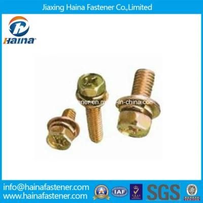 Yellow Zinc Plated Sems Screw Fastener