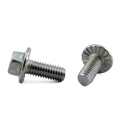 Customized Serrated Titanium Hexagon Flange Bolt M6 M10 M12 Stainless Steel Hex Flange Bolt