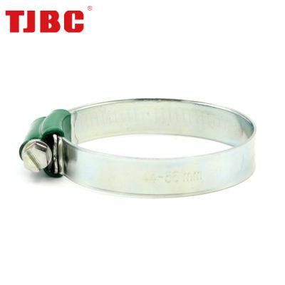 Adjustable Non-Perforated Worm Drive British Type 304ss Stainless Steel Hose Clamp with Color Head Tube Housing, Range 175-205mm