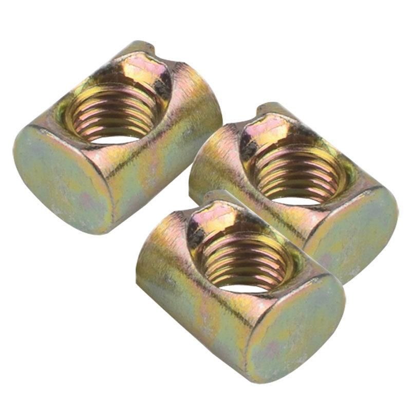 Zinc Plated Furniture Connector Nut Steel Cross Dowel Sleeve Barrel Nut M6 M8