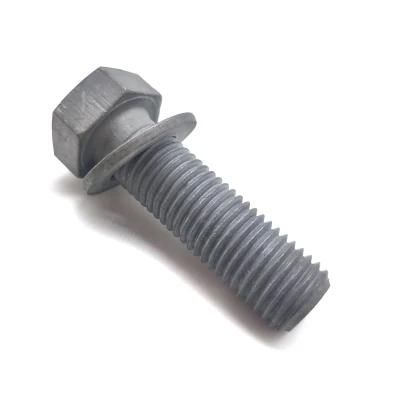 Carbon Steel DIN931 Grade 5.8 6.8 M16 M20 Hot DIP Galvanized Hex Bolt with Flat Washer for Power
