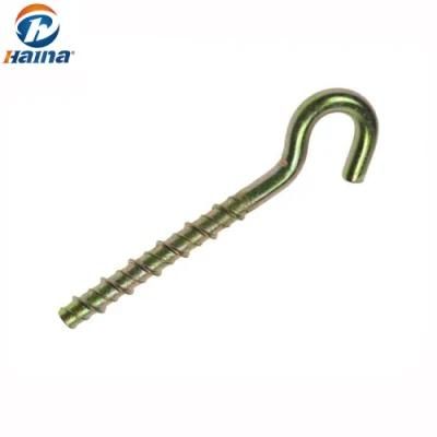 Yellow Zinc Plated J-Type Hook Bolts with Wood Thread