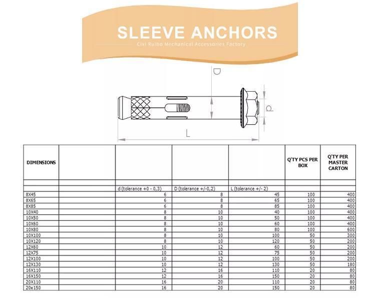 Sleeve Type Expansion Anchor Bolts M16 Expansion Bolt Nuts