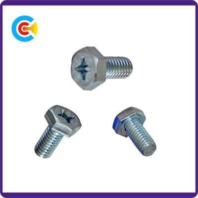 Carbon Steel Galvanized/M6 Cross Machinery Parts Fastener Hexagon Head Screws