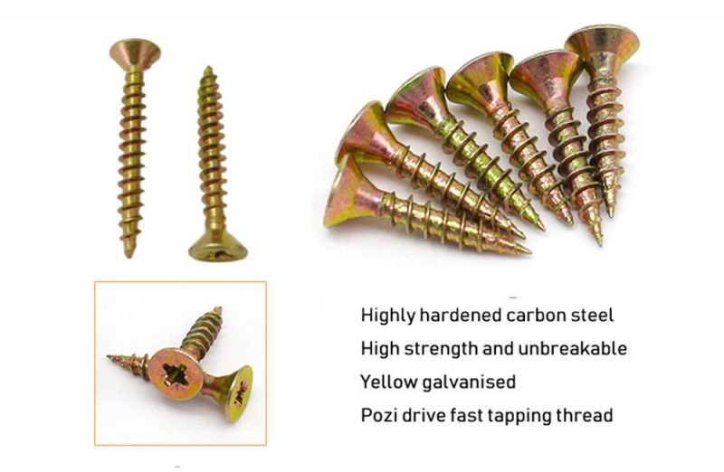 Pz Recess Galvanized Double Countersunk Head Self-Tapping Particleboard Screws