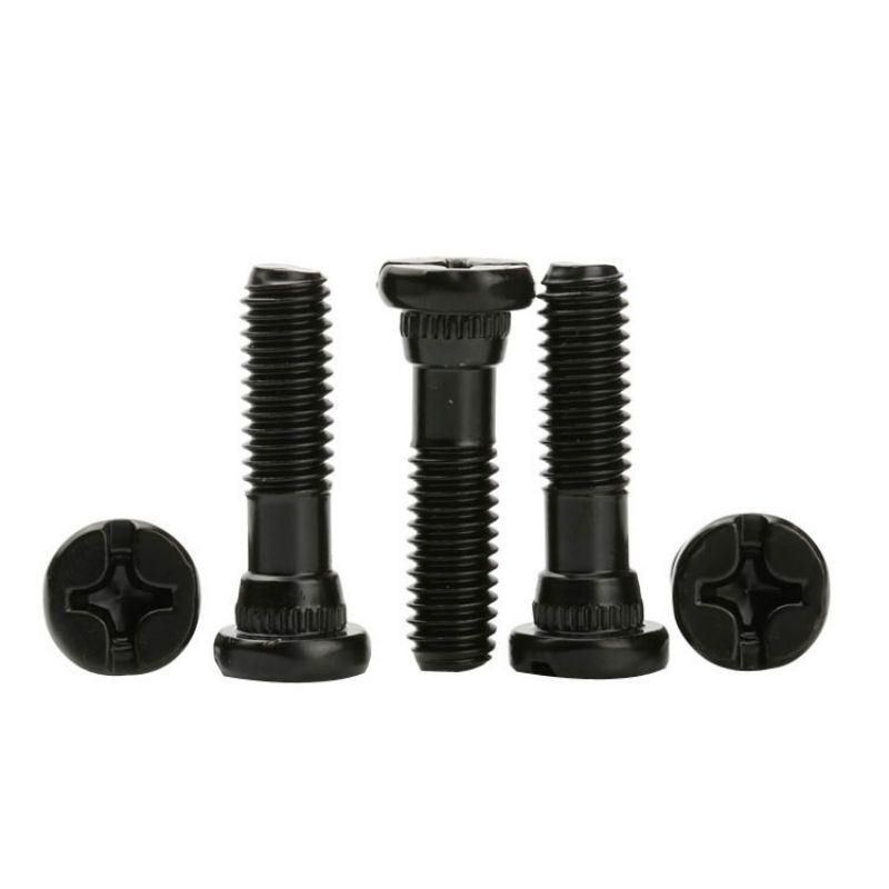 Black Zinc Plated Thin Flat Head Phillips-Slotted Shoulder Screws with Half Thread