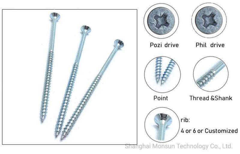 JIS C1022 Twin Threaded Bright Zinc Plated Galvanized Steel Flooring Fasteners Hardwood Deck Screws