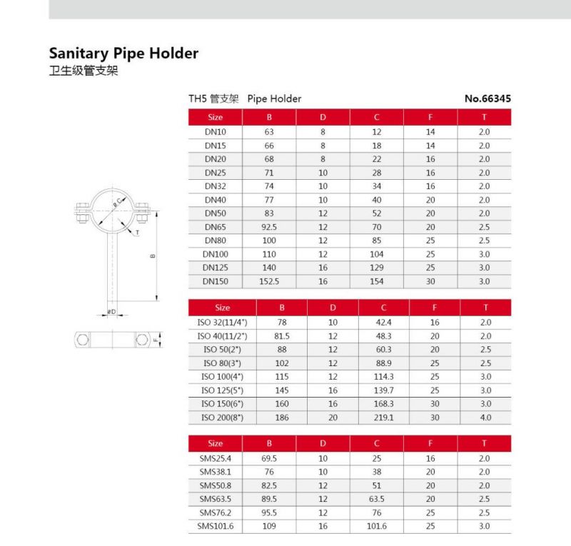 304 Stainless Steel Th5 Pipe Fitting Support Pipe Holder