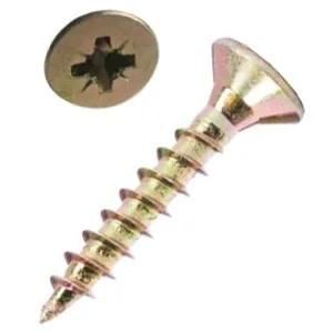 DIN7505 Pozi Drive Flat Countersunk Head Yellow Zinc Plated Chipboard Screw