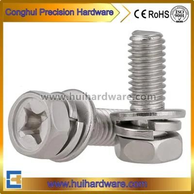 Cross Recessed Hex Head Sems Screws with Washer Attached