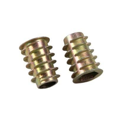 Type D Nut for Wood Insert, Wood Threaded Inserts, Flat Head Furniture Nut