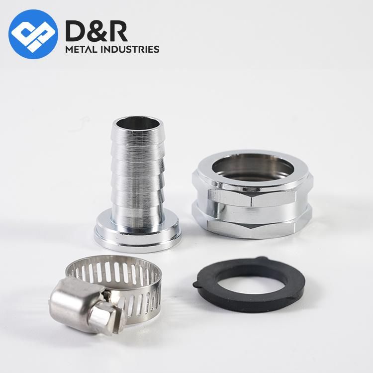 Barbed Brass Garden Hose Fitting Connector with Stainless Steel Clamp