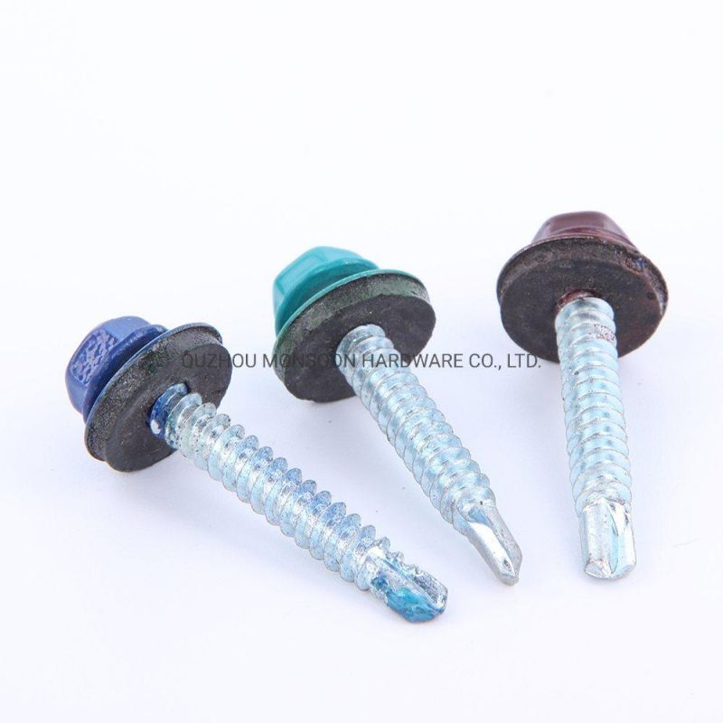 Colored Hexagon Painted Head Color Self Drilling Screw with Washer Bolts Fastener