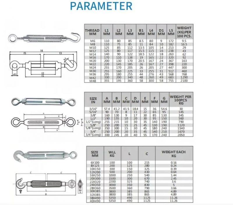 Made in China China Customized Weifeng Bulk Packing or Other Anchor Turn Buckle