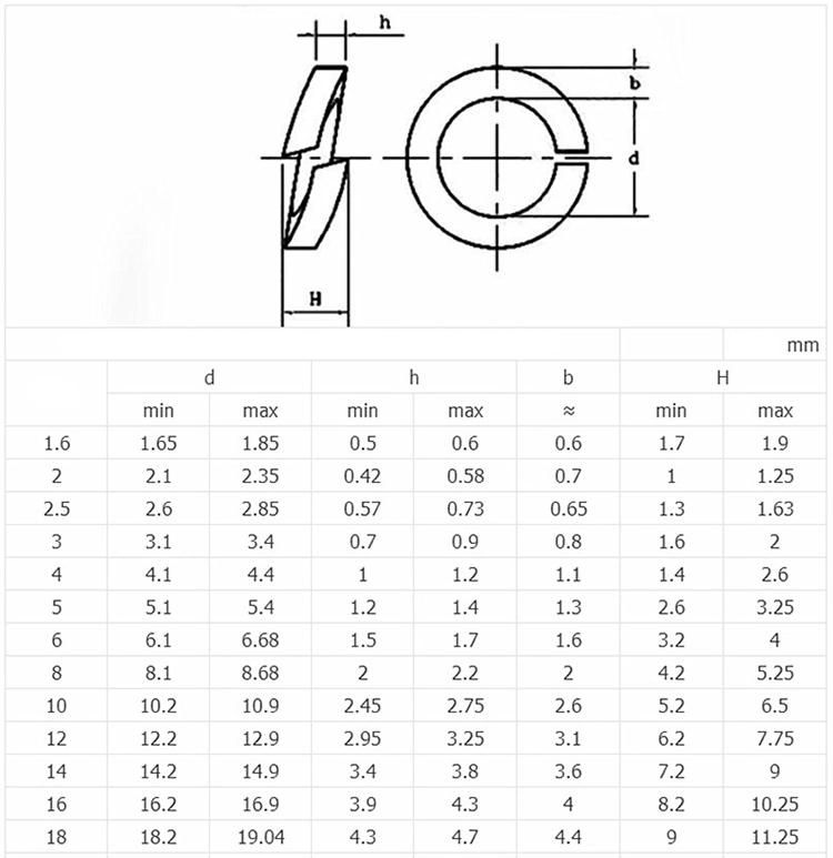 304 Stainless Steel Spring Washer DIN127 Fastener
