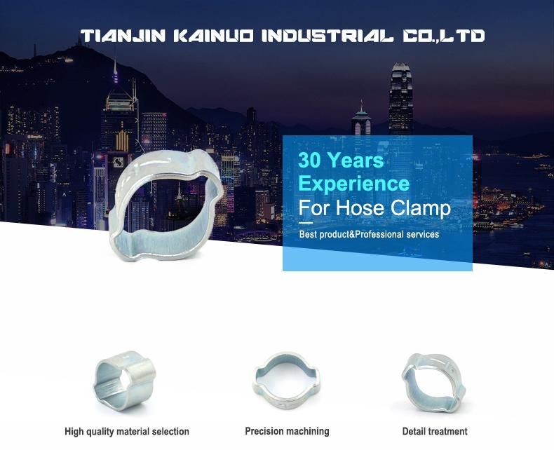 Minor Diameter Zinc Plated Steel or Decromet Coating Steel Double Ears Hose Clamp, 11-13mm