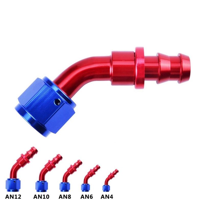 45 Degree Push Lock Hose Ends for Oil/Fuel/Air/Gas Line