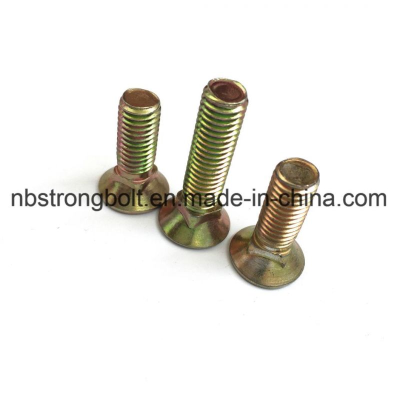 Flat Head Square Neck Screw Yellow Zinc Plated