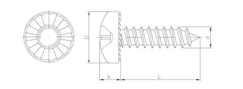 Serrated Round Cylinder Head Plastic Screws Blue Zinc Self-Tapping Screws