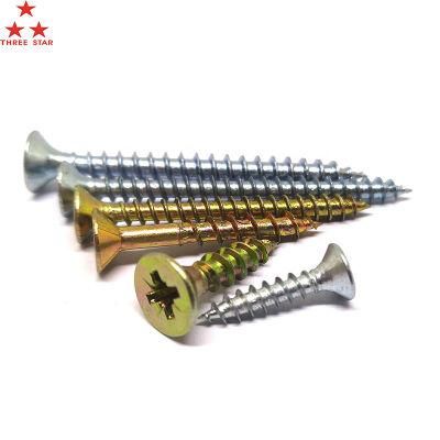 Angola Tanzania Colombia Market/DIN7505 MDF Yellow Zinc Flat Head Chipboard Pozi Screw Wood Screw Price