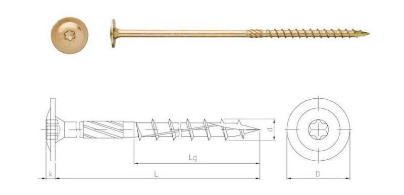 Wide Washer Head Zinc Plated Self Tapping Wood Screw for Construction